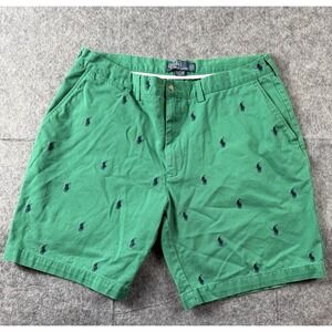 Polo Ralph Lauren Prospect Shorts Mens 36 Green Pony All Over Print Vintage
